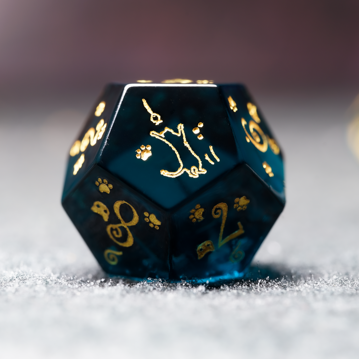 Starry Sky Kitty Aurora Engraved Gemstone Dice Set - DragonStone