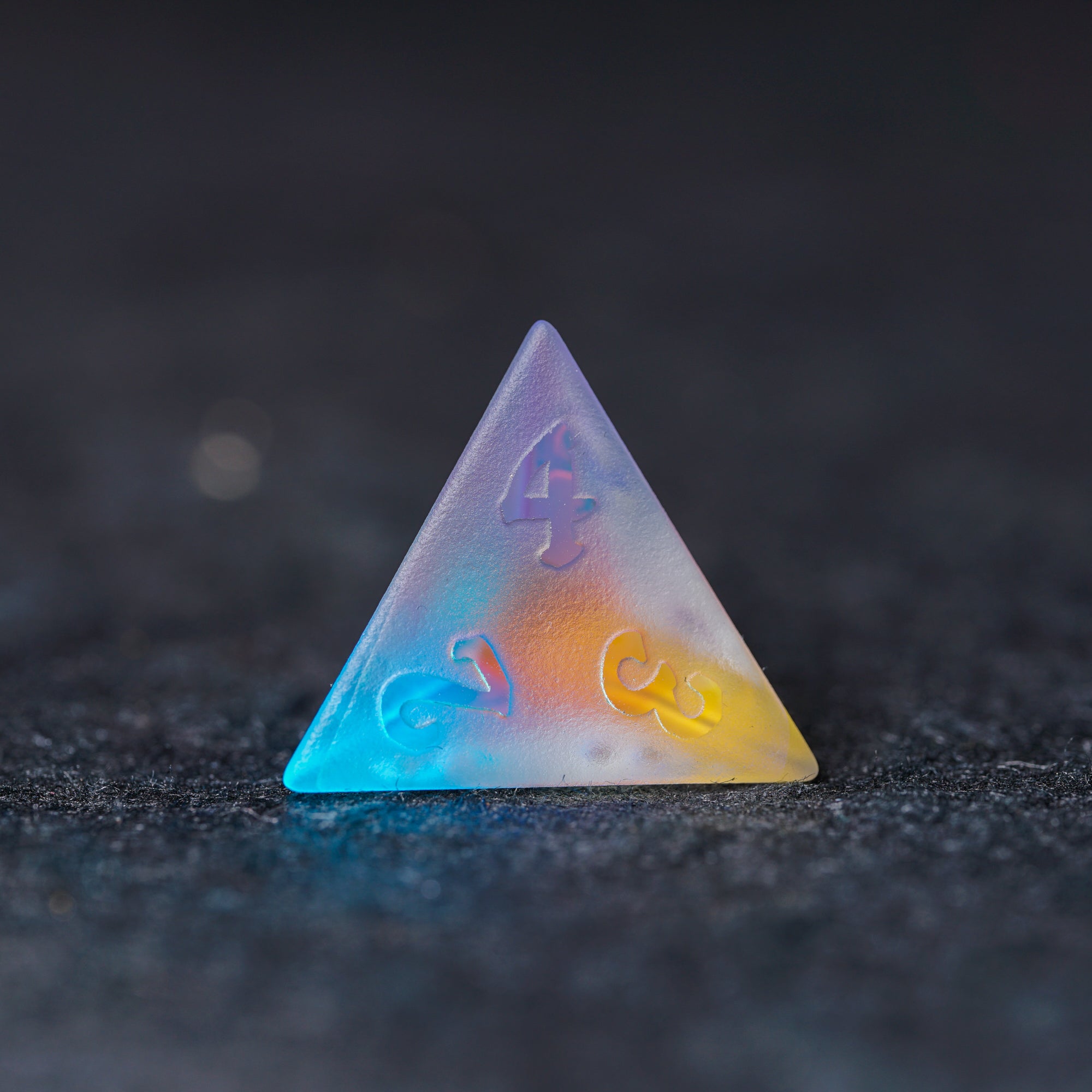 Embossed Iridescent K9 Engraved Glass Dice Set - DragonStone