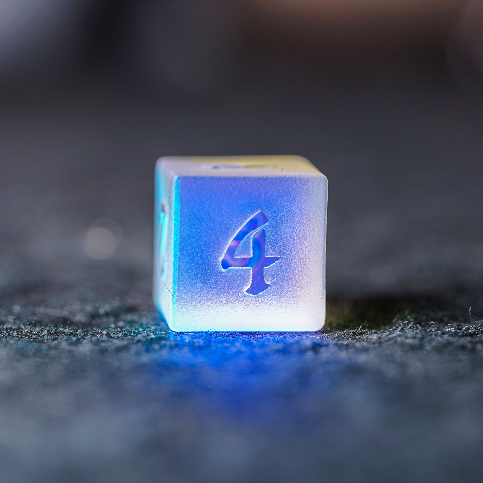 Embossed Iridescent K9 Engraved Glass Dice Set - DragonStone
