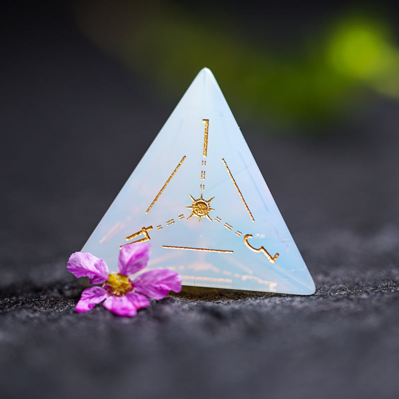 Moon Divination Opalite Engraved Gemstone Dice Set - DragonStone