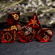 Scarlet Witch Garnet Engraved Gemstone Dice Set - DragonStone
