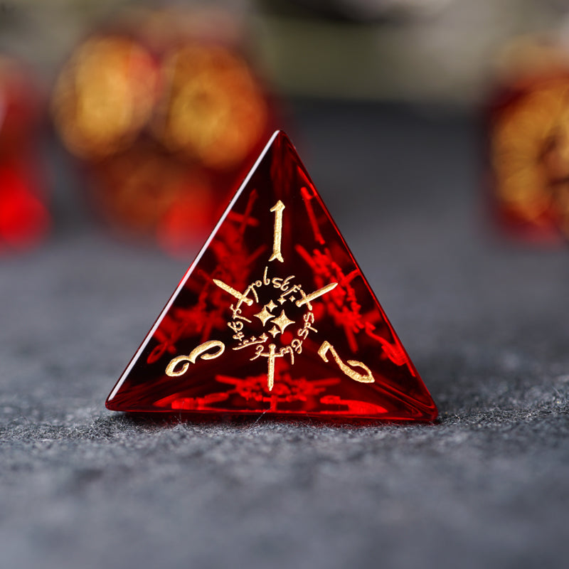 Scarlet Witch Garnet Engraved Gemstone Dice Set - DragonStone