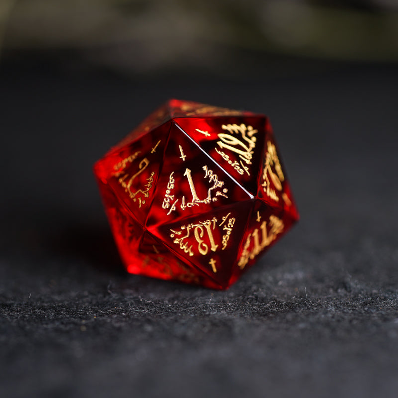Scarlet Witch Garnet Engraved Gemstone Dice Set - DragonStone