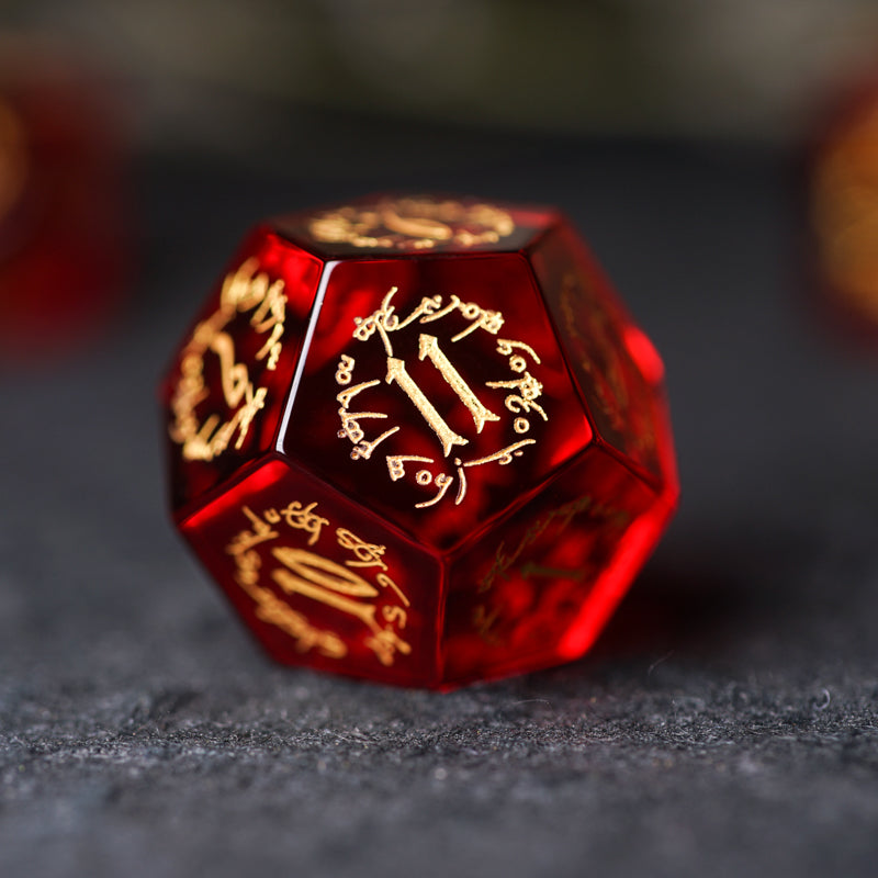 Scarlet Witch Garnet Engraved Gemstone Dice Set - DragonStone