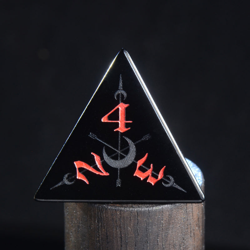 Moon Magic Sigil Obsidian Engraved Gemstone Dice Set - DragonStone