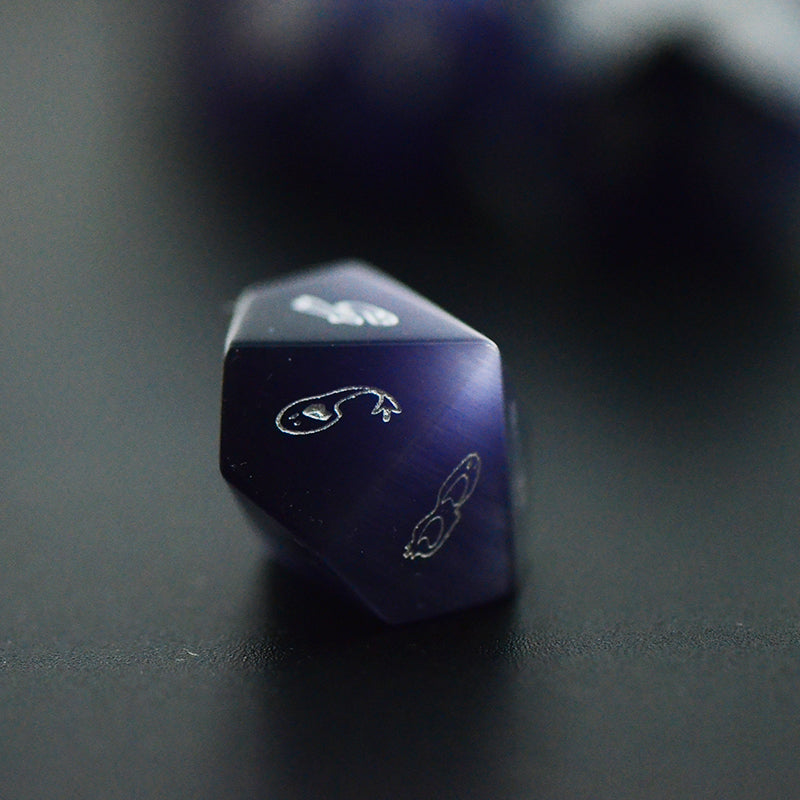 Scream Cat's Eye Engraved Gemstone Dice Set (Halloween Limited) - DragonStone