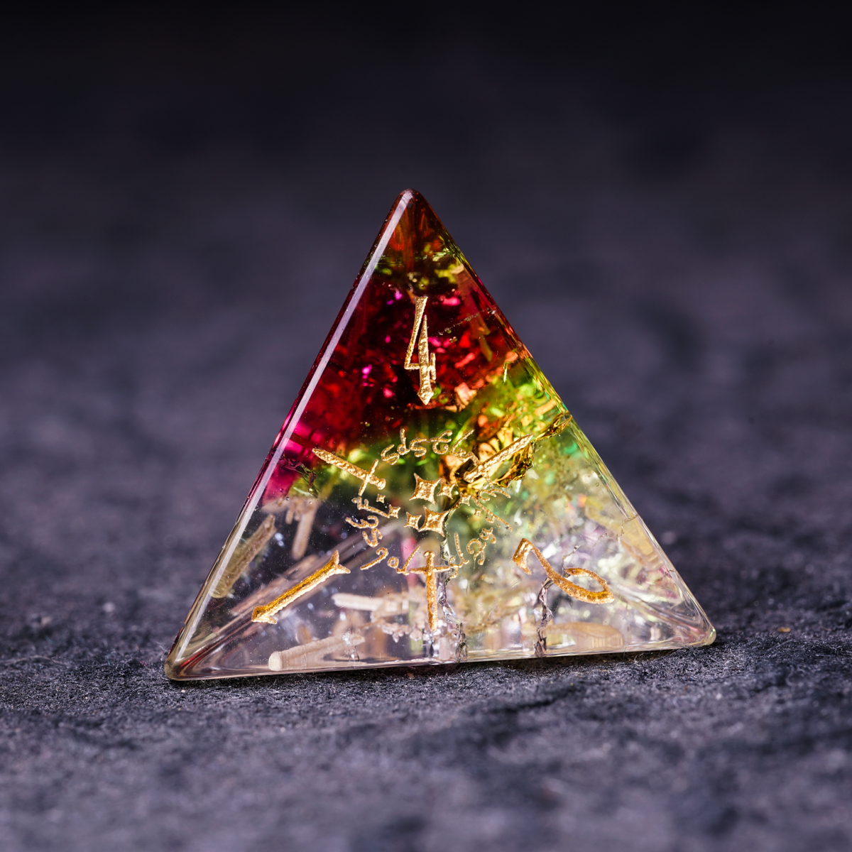 Red and Green Crackle Glass Dice Set - DragonStone