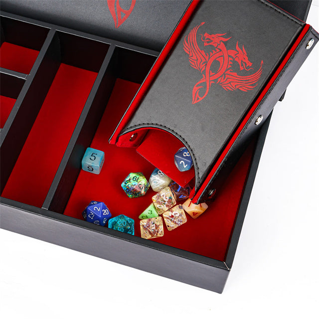 Twin Dragon Leather Dice Storage Box - DragonStone