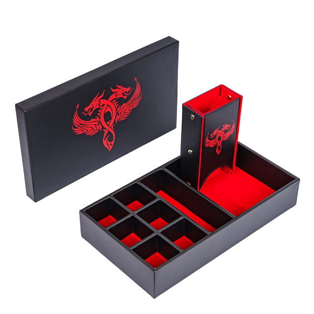 Twin Dragon Leather Dice Storage Box - DragonStone