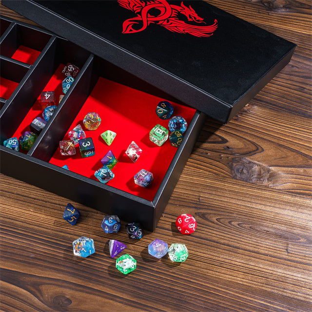 Twin Dragon Leather Dice Storage Box - DragonStone