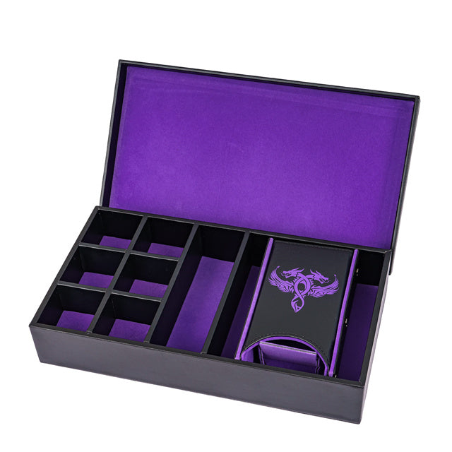 Twin Dragon Leather Dice Storage Box - DragonStone