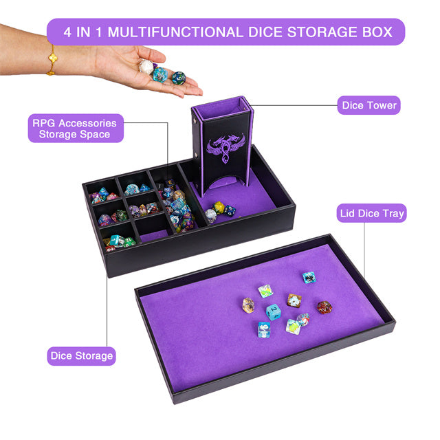 Twin Dragon Leather Dice Storage Box - DragonStone