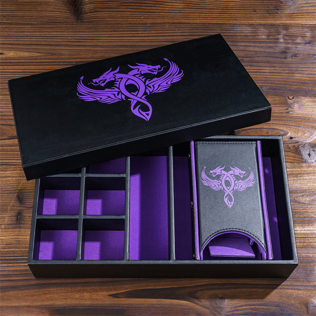 Twin Dragon Leather Dice Storage Box - DragonStone