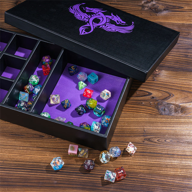 Twin Dragon Leather Dice Storage Box - DragonStone