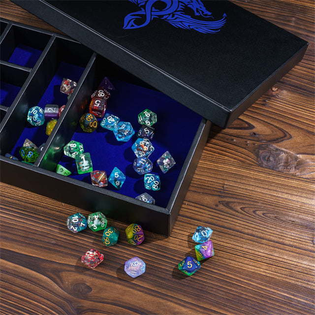 Twin Dragon Leather Dice Storage Box - DragonStone