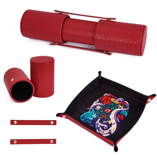 Twin Demon Dragons Leather Dice Mat & Dice Box - DragonStone