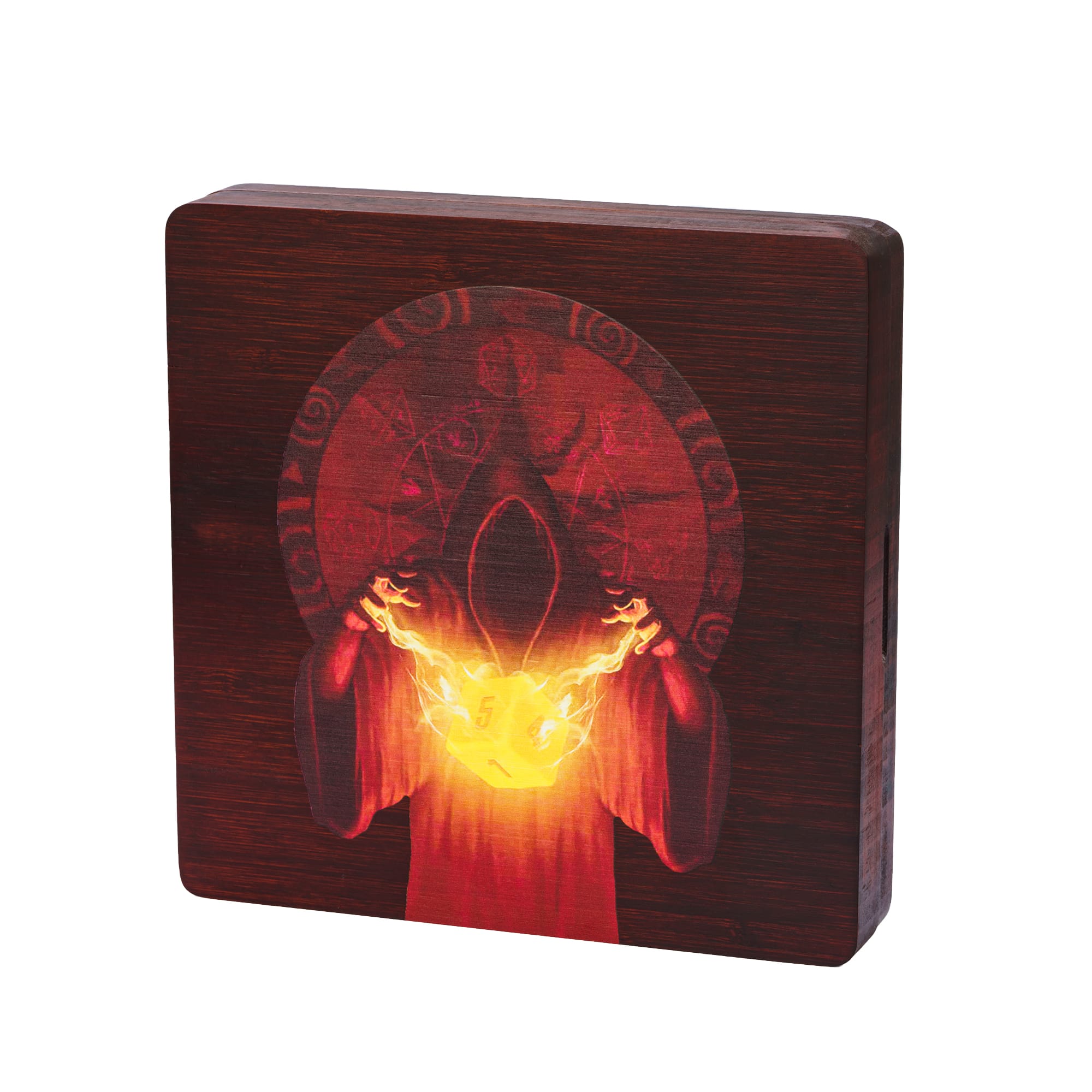 Magnetic Black Walnut Engraved Dice Storage Box - DragonStone