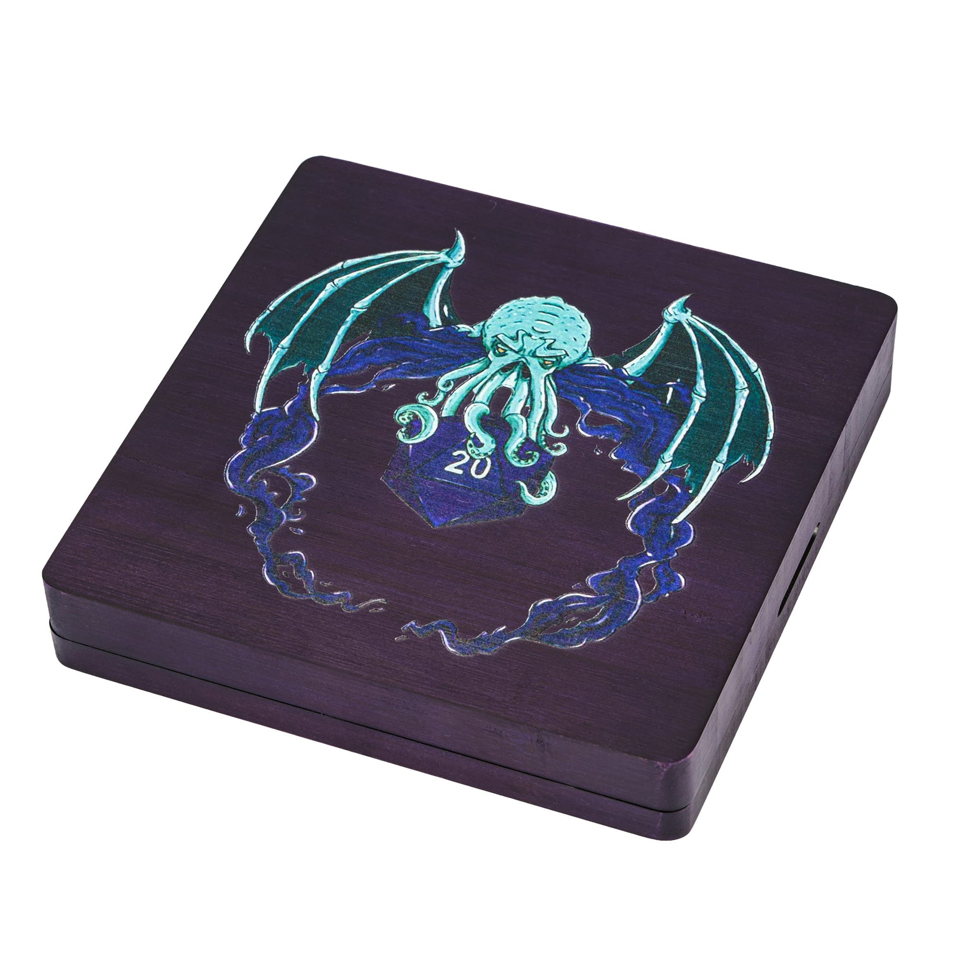 Magnetic Black Walnut Engraved Dice Storage Box - DragonStone