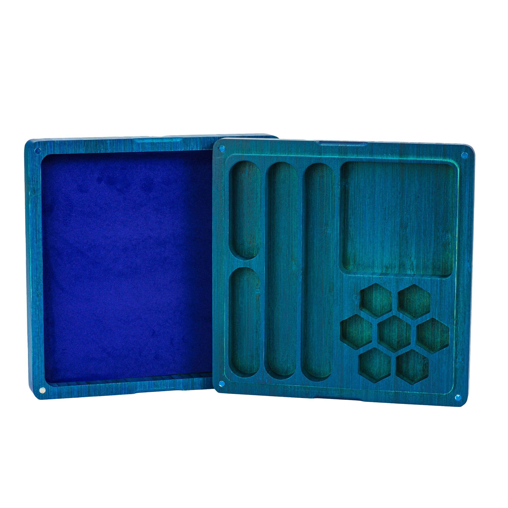 Magnetic Black Walnut Engraved Dice Storage Box - DragonStone