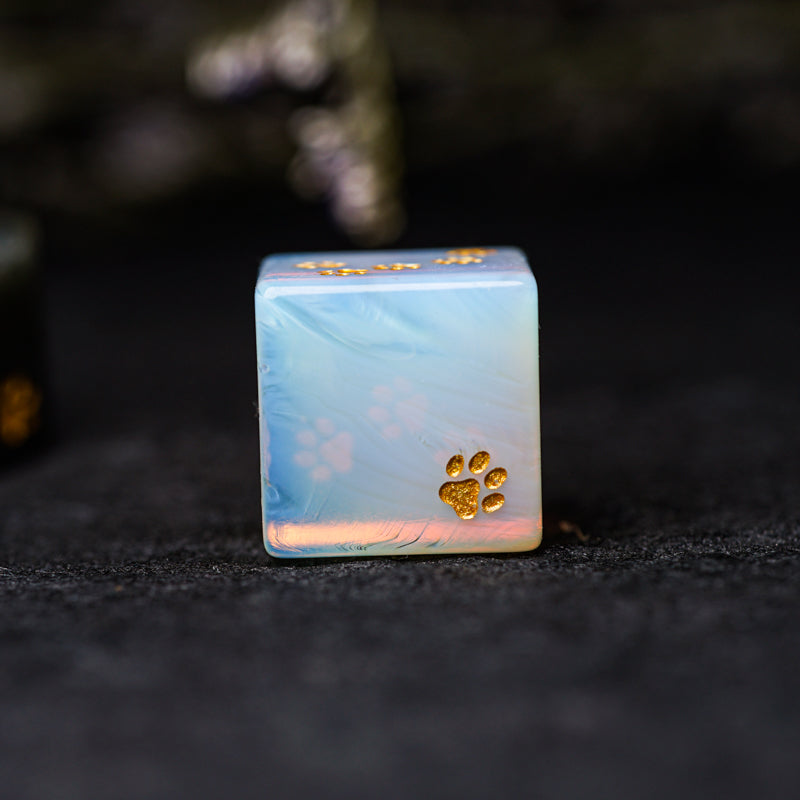 Cute Cat Pawprint D6 Dice
