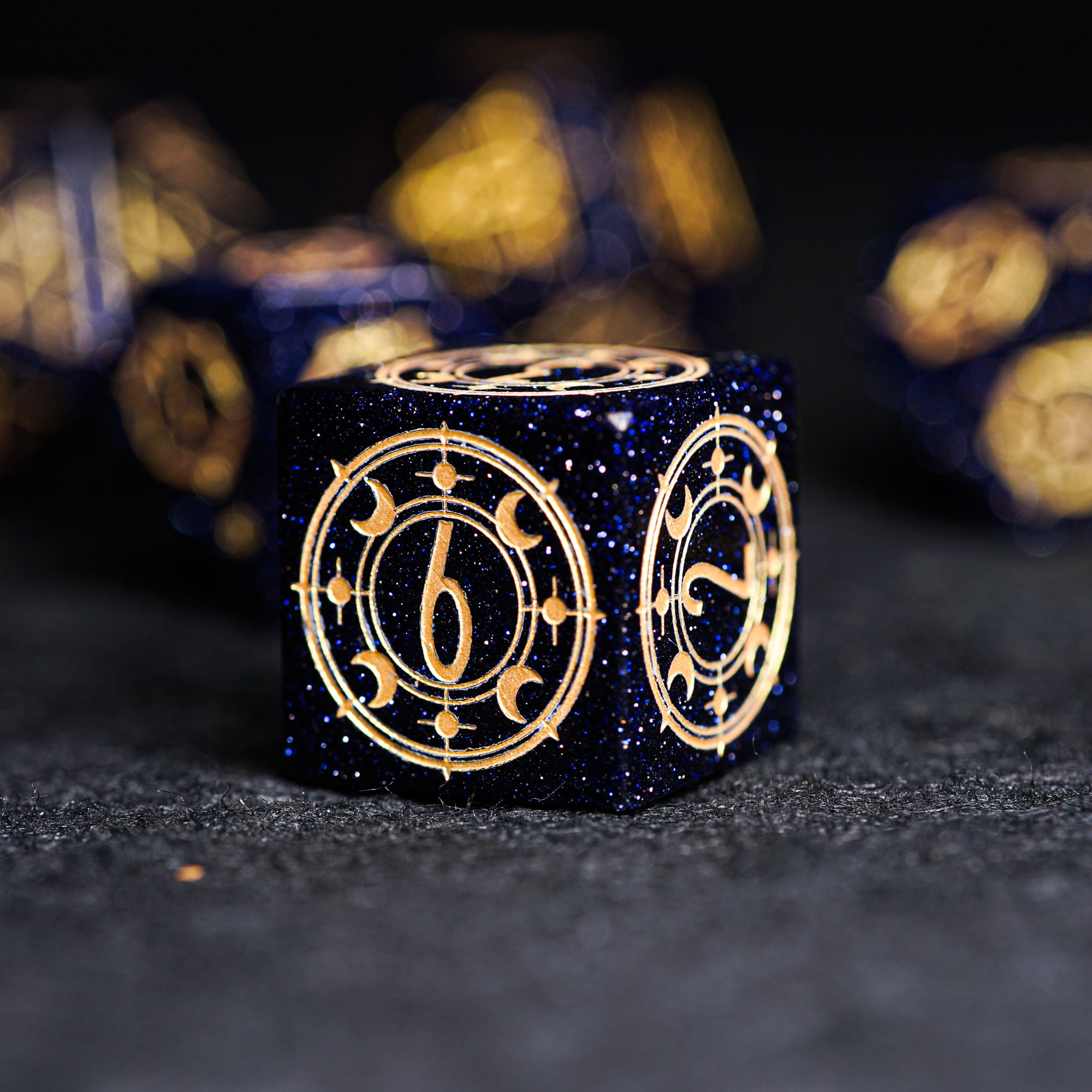 Celestial Palace · Starwish · Blue Sandstone Engraved Gemstone Dice Set
