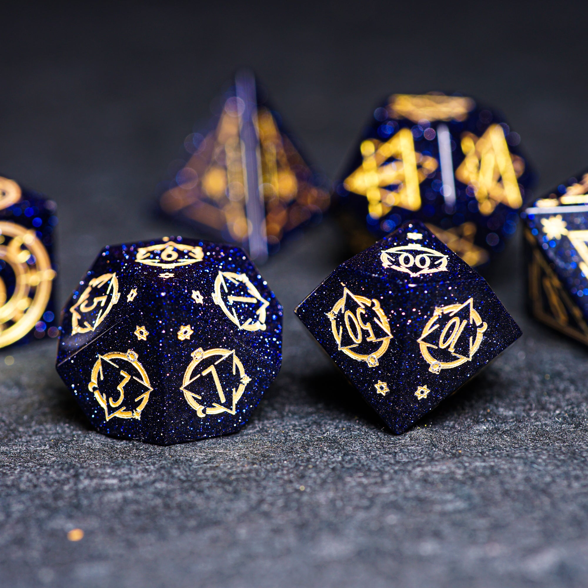Celestial Palace · Starwish · Blue Sandstone Engraved Gemstone Dice Set