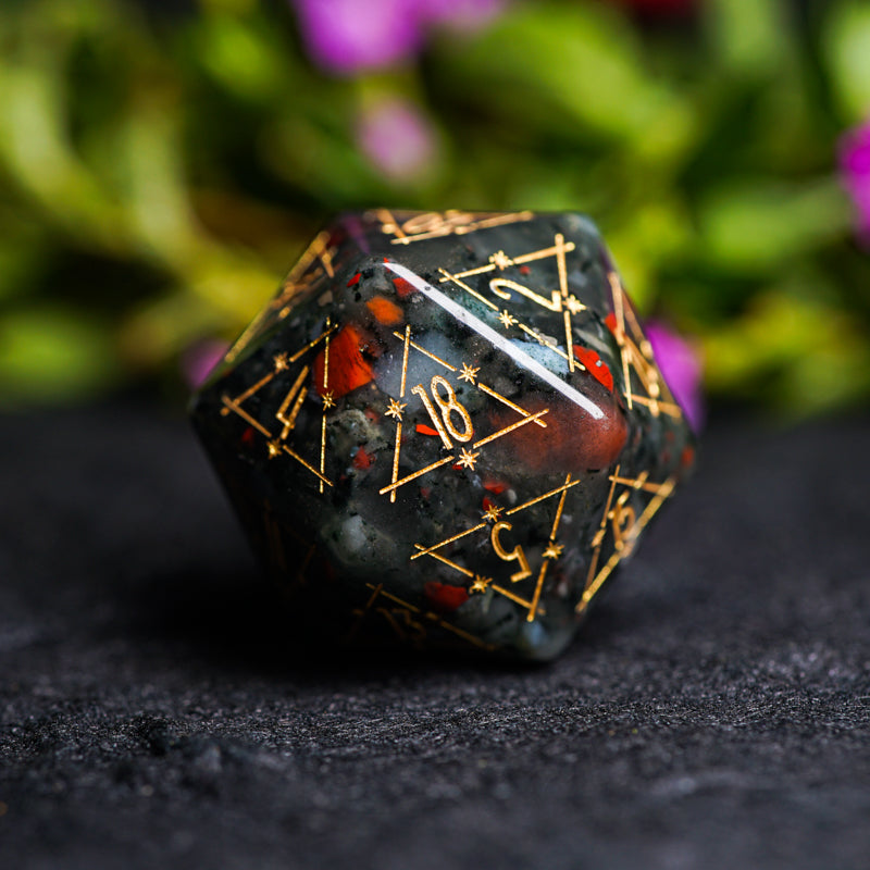 Celestial Palace · Blood of Battle · African Bloodstone Dice Set
