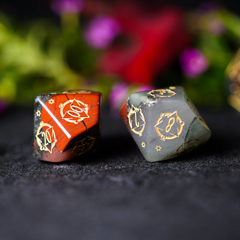 Celestial Palace · Blood of Battle · African Bloodstone Dice Set