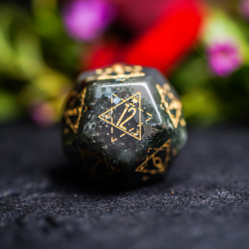 Celestial Palace · Blood of Battle · African Bloodstone Dice Set