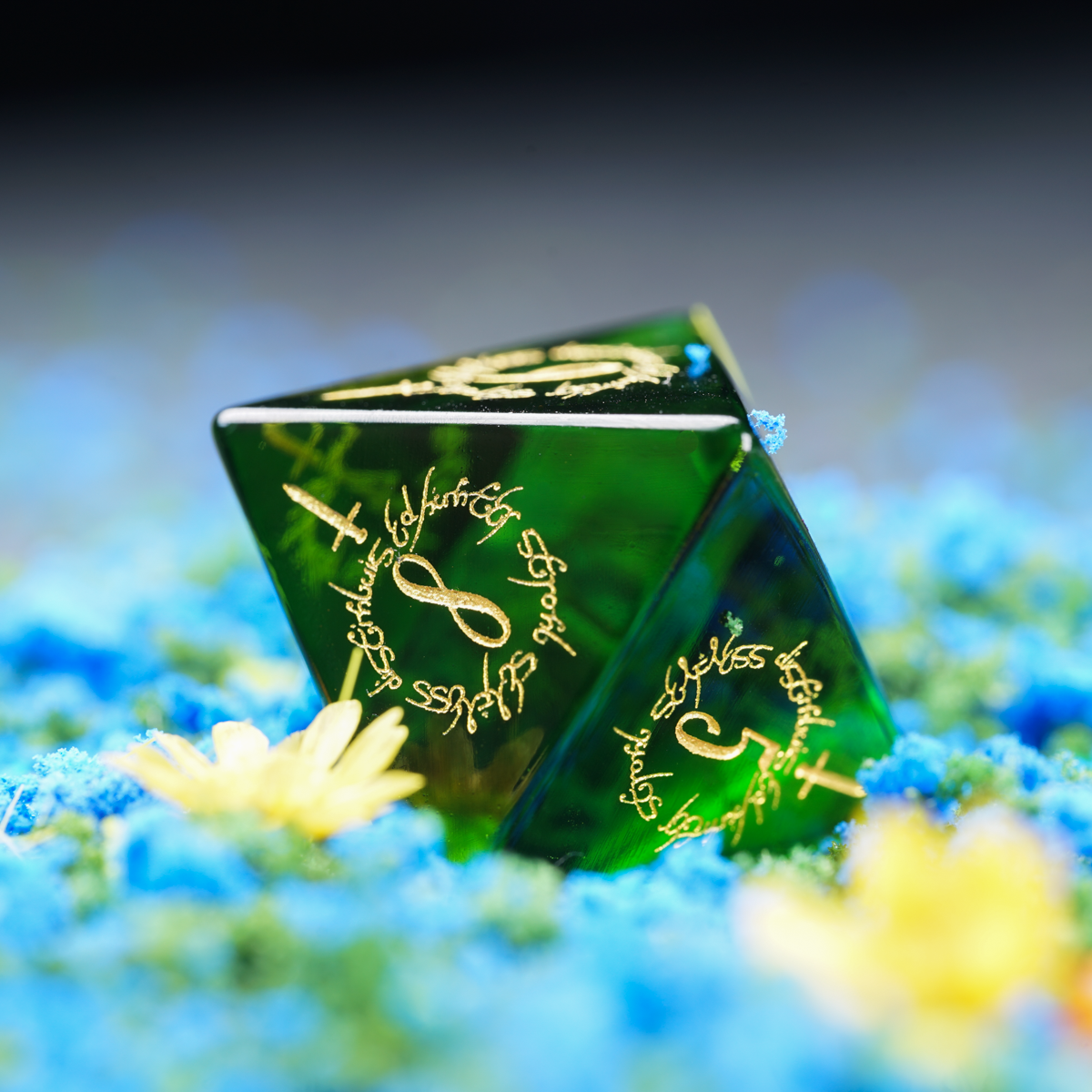 Grove Whisperer · Olive Green Crystal Gemstone Dice Set