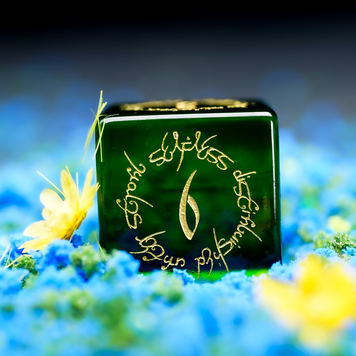 Grove Whisperer · Olive Green Crystal Gemstone Dice Set