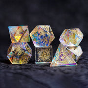 Iridescent Engraved Dichroic Prism Glass Dice Set - DragonStone