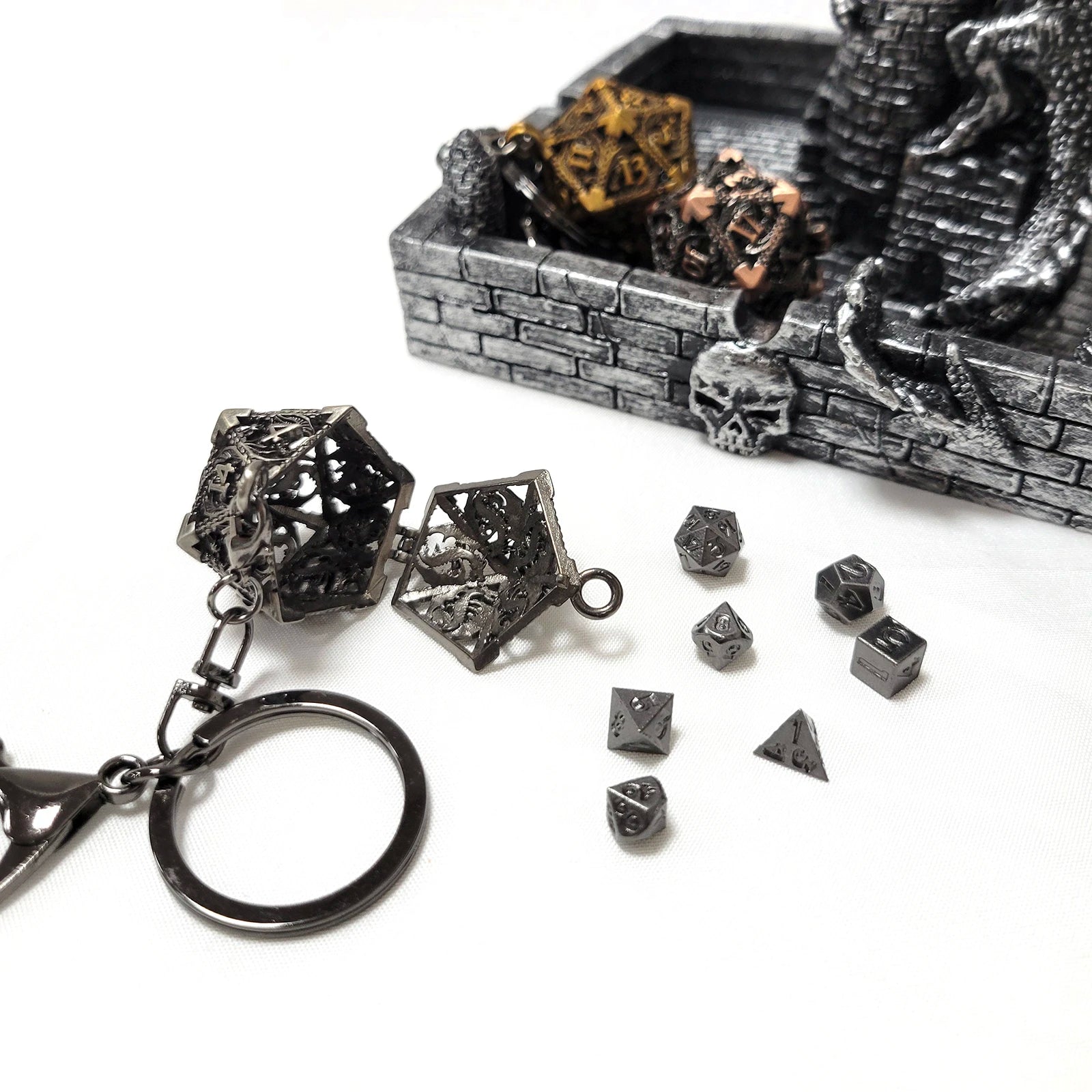 Dragon Wing Metal Dice Pendant - DragonStone