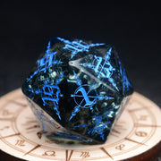 Magic Mark Dark Gray Cracked Engraved Glass Dice Set