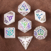 Cthulhu Electroplated White Crystal emstone Engraved Dice - DragonStone