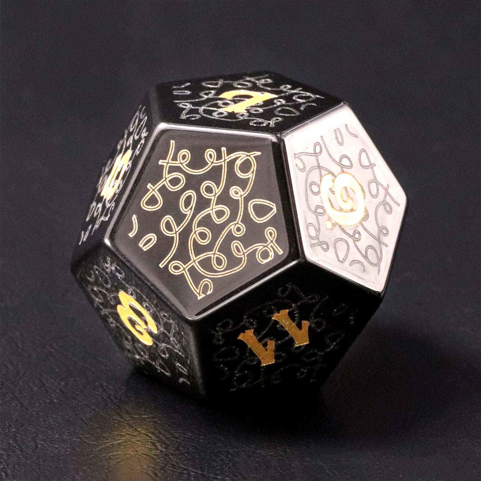 Kishar-Lin Obsidian Engraved Gemstone Dice Set
