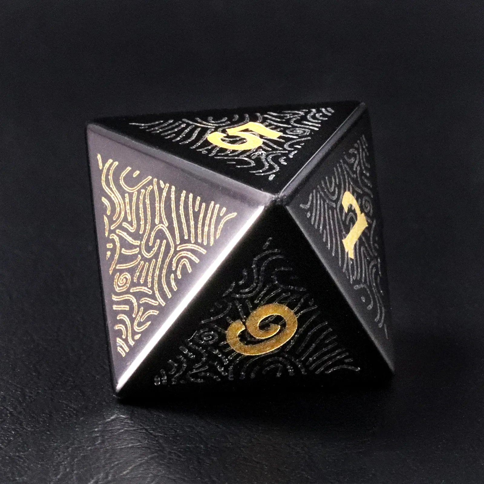 Kishar-Lin Obsidian Engraved Gemstone Dice Set
