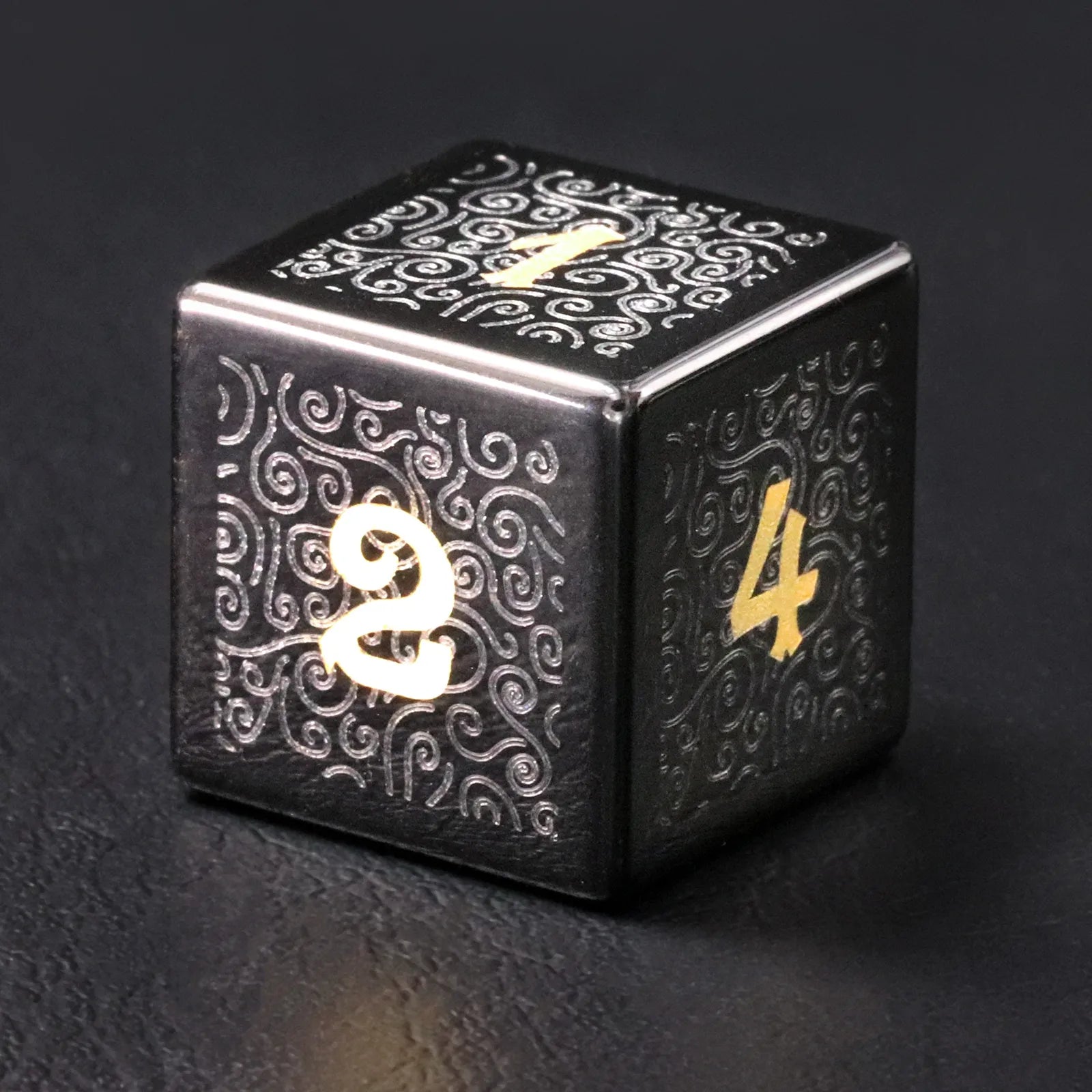 Kishar-Lin Obsidian Engraved Gemstone Dice Set