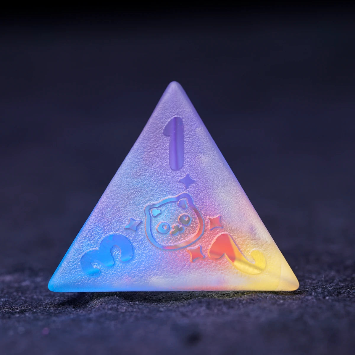 Kitten Engraved Dichroic Prism Glass Dice Set - DragonStone