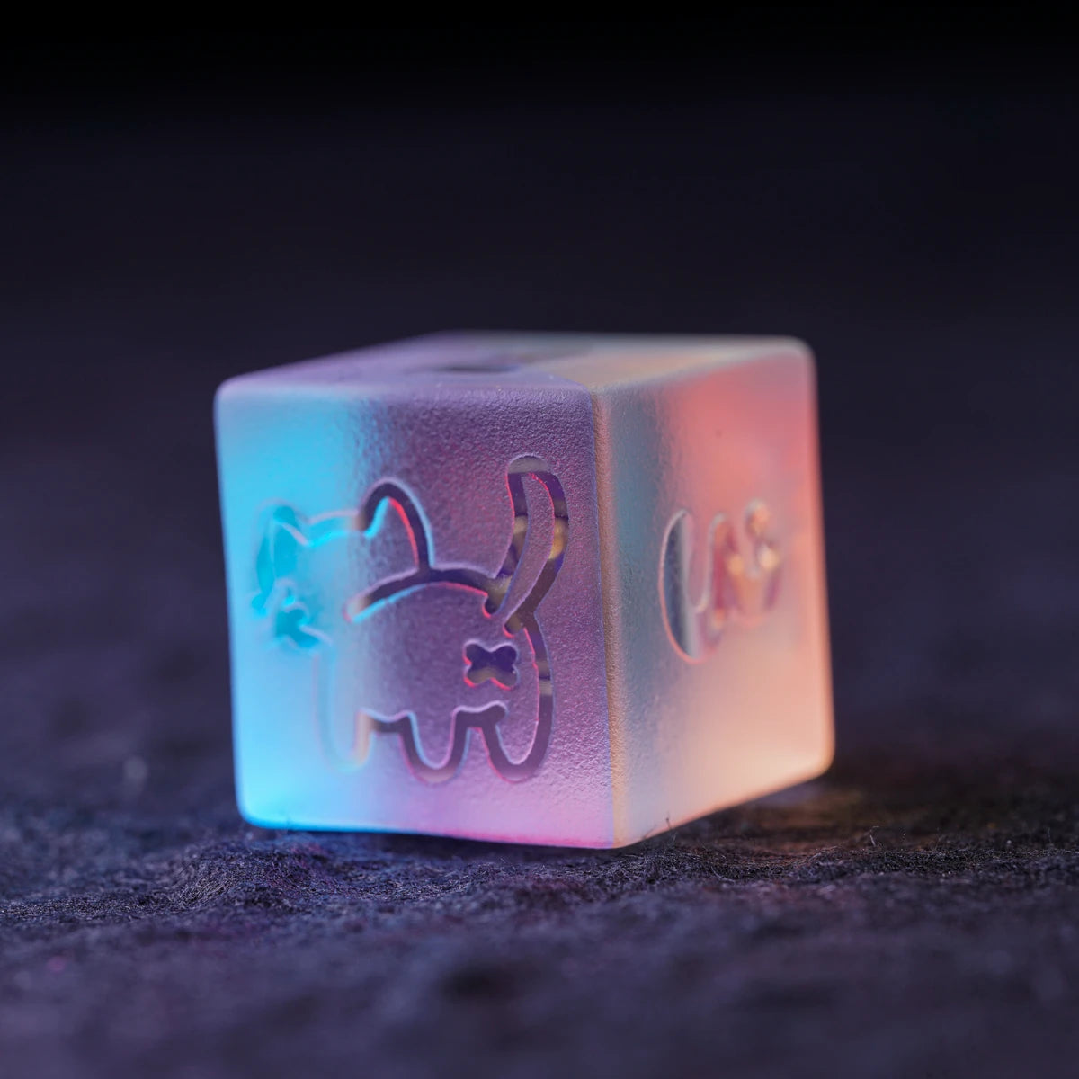 Kitten Engraved Dichroic Prism Glass Dice Set - DragonStone