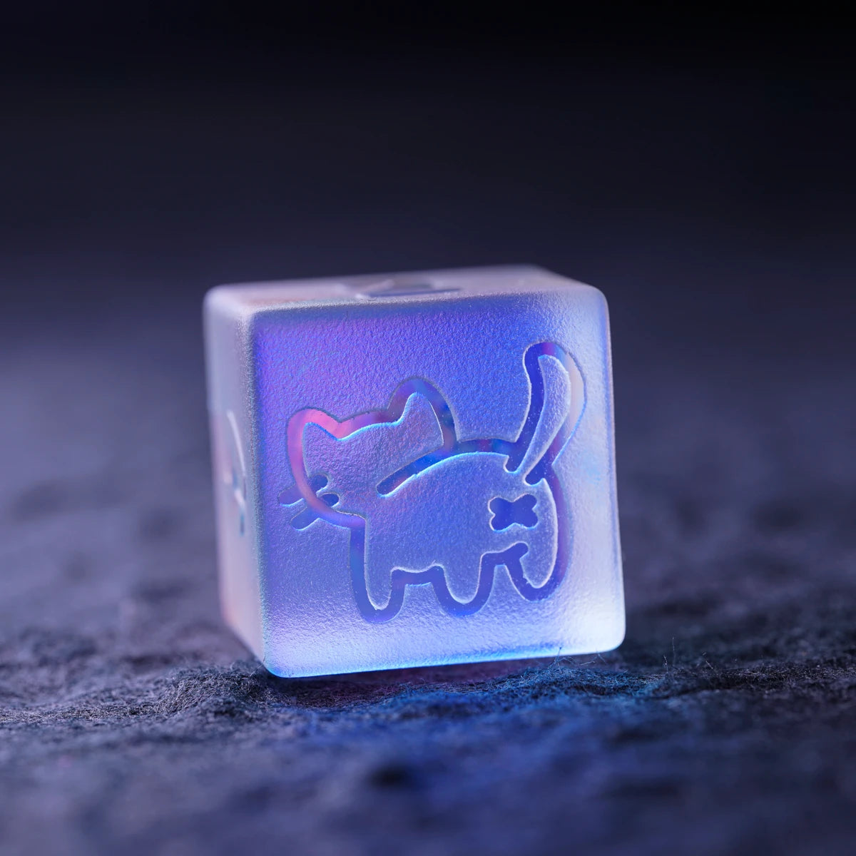 Kitten Engraved Dichroic Prism Glass Dice Set - DragonStone