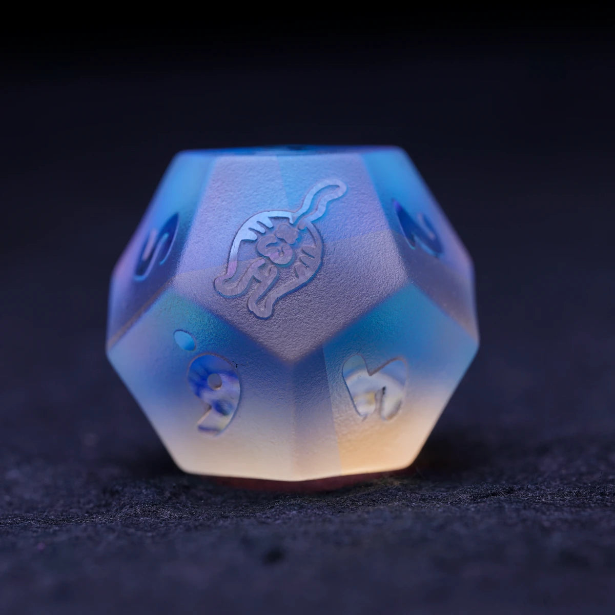 Kitten Engraved Dichroic Prism Glass Dice Set - DragonStone