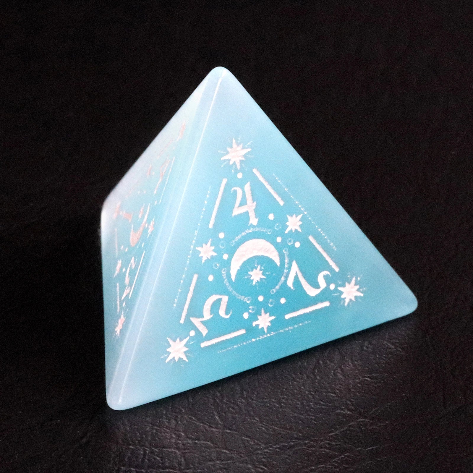 Pasqyra Ocean Color Cat's Eye Engraved Gemstone Dice Set - DragonStone