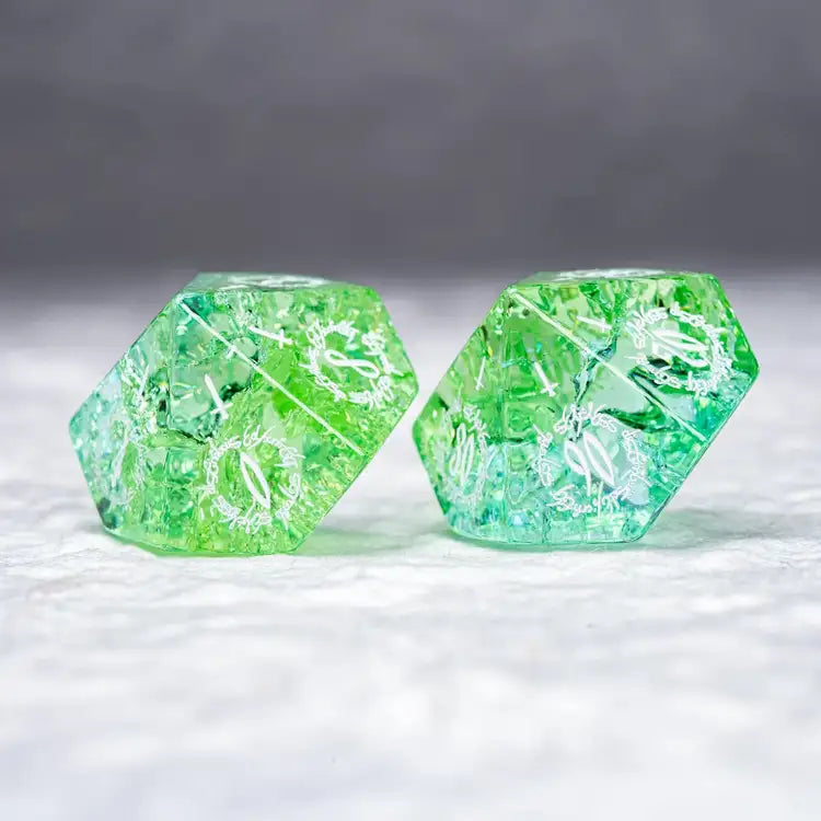 Azure Crackle Glass Dice Set - DragonStone