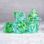 Azure Crackle Glass Dice Set - DragonStone