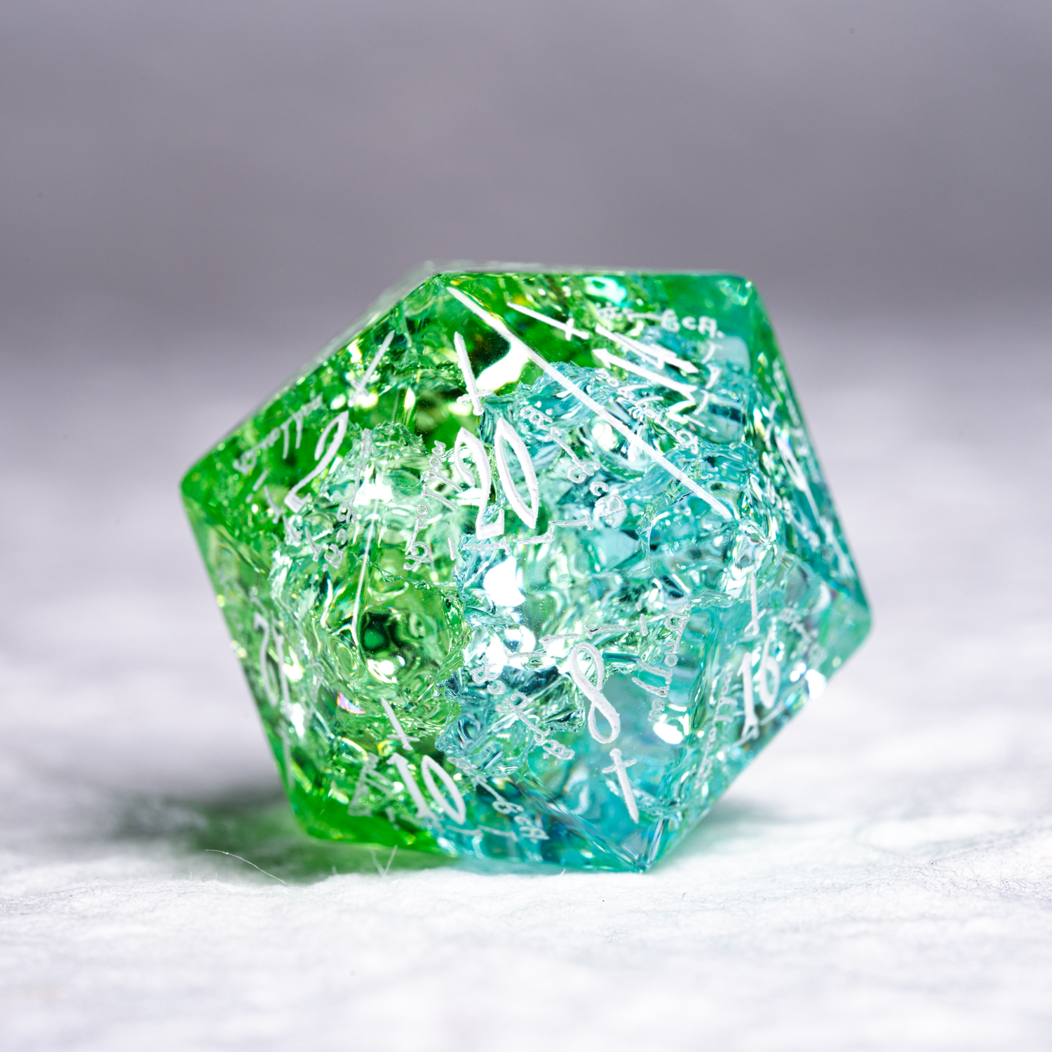 Azure Crackle Glass Dice Set - DragonStone