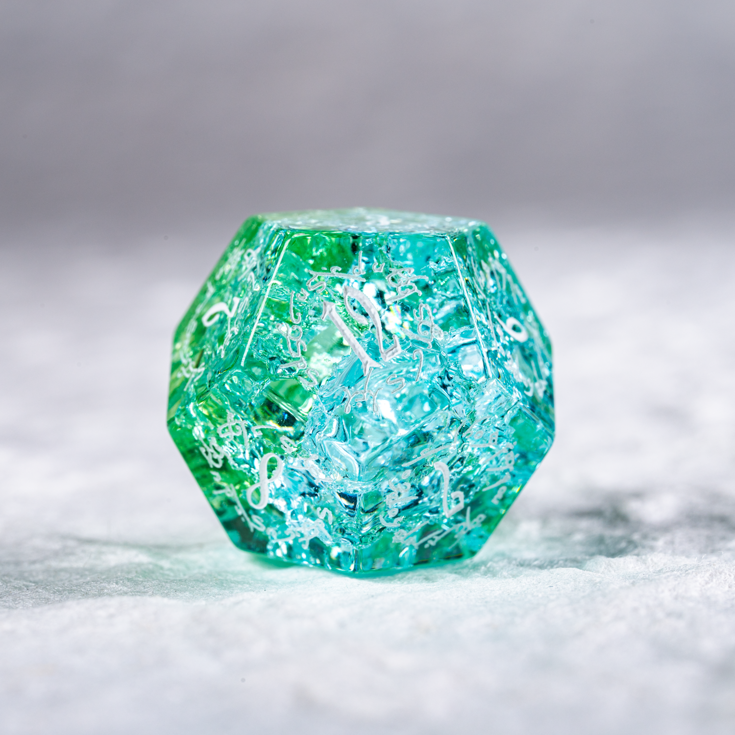 Azure Crackle Glass Dice Set - DragonStone