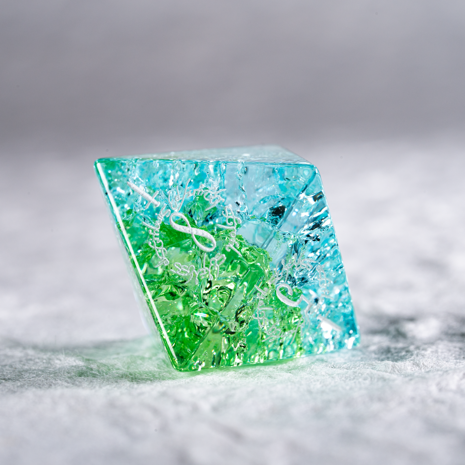 Azure Crackle Glass Dice Set - DragonStone