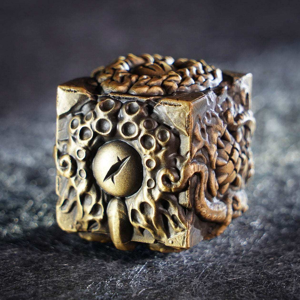 Whispering Cube D6 Brass Die