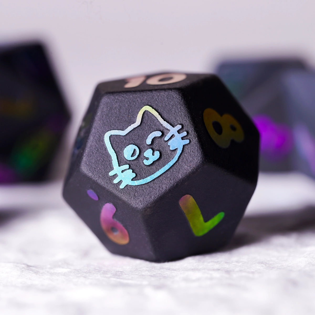 Kitten Obsidian Gemstone Dice Set - DragonStone
